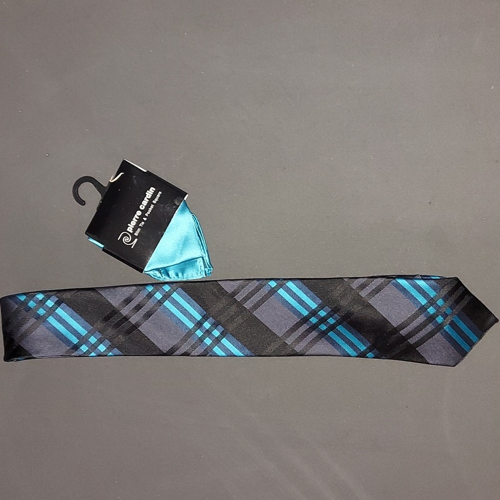 Pierre Cardin Little Black Tie and Pocket Square